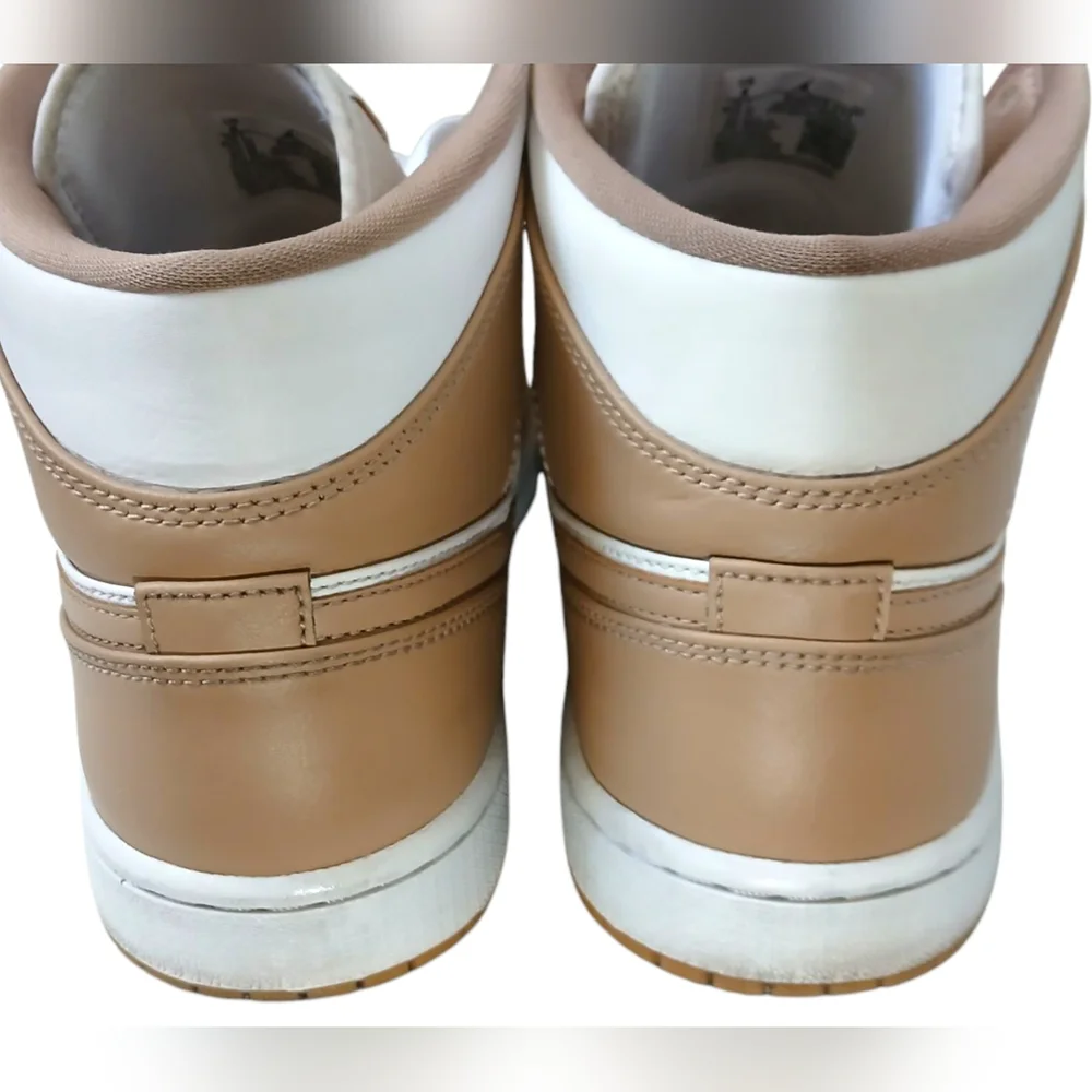 Nike Air Jordan 1 Mid Tan and White- Size 8 Men EUC - Picture 10 of 12